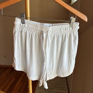 Soft White Drawstring Sleep Shorts for Women